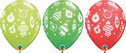 11 Inch Christmas Ornaments & Dots Latex Balloons 50pk