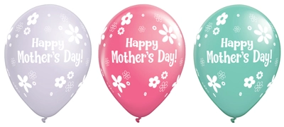 11 Inch Mother's Day Flowers Latex Balloon Assortment 50pk