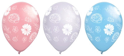 11 Inch Daisies and Peonies Latex Balloon Assortment 50pk