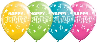 11 Inch Birthday Stars Latex Balloons 50pk