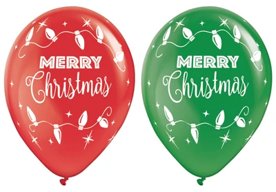 11 Inch Christmas Lights Latex Balloon 100pk