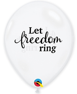 11 Inch Let Freedom Ring Diamond Clear Latex Balloons 50pk