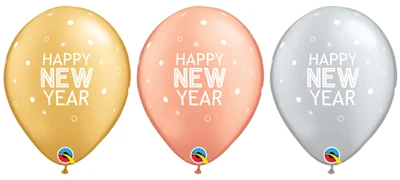 11" New Year Sparkles & Dots Latex Balloon Assortment 50pk