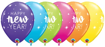 11" New Year Sparkle and Confetti Latex Balloon 50pk