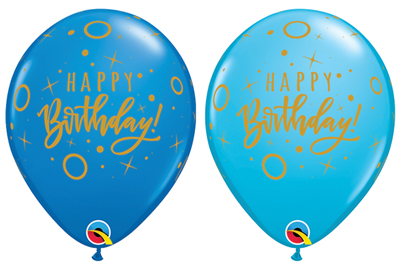 11 Inch Blue Dots and Sprinkles Latex Balloons 50pk