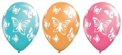 11 Inch Beautiful Butterflies Latex Balloon Assortment 50pk
