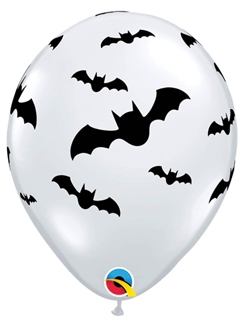 11 Inch Happy Halloween Bats Diamond Clear Latex Balloon 50pk