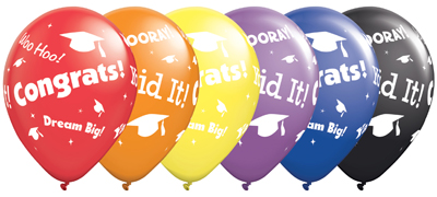 11 Inch Grad Words Latex Balloons Assortment 100pk