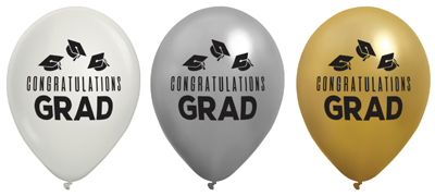 11 Inch Congratulations Grad Caps Latex Balloons 100pk