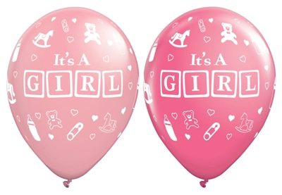11" PartyPak It's a Girl Latex Balloons 8pk