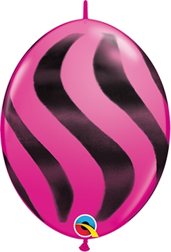 12 Inch Wild Berry with Black Ink Wavy Stripes Quick Link Latex Balloons 50pk