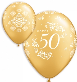 11 Inch 50th Anniversary Gold Latex Balloons 50pk