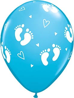 11" Boy Footprints and Hearts Latex Balloons 50pk
