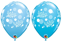 11 Inch Baby Boy Dots Latex Balloons 50pk