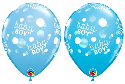 11 Inch Baby Boy Dots Latex Balloons 50pk