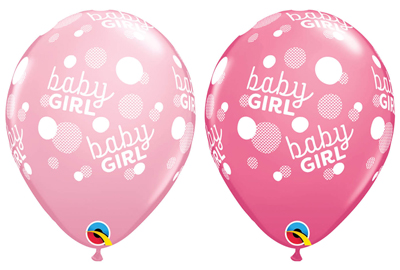 11 Inch Baby Girl Dots Latex Balloons 50pk