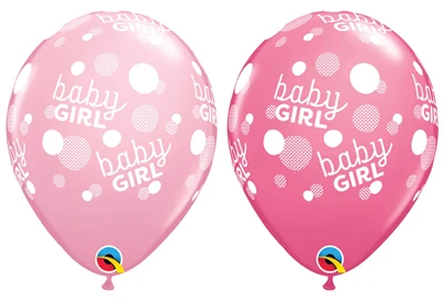 11" Baby Girl Dots Latex Balloons 50pk
