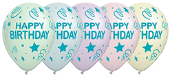 11 Inch Birthday Stars & Swirls Latex Balloon 100pk