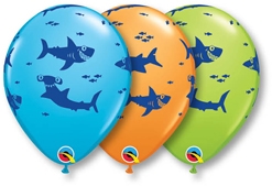 11 Inch Fun Sharks Latex Balloon Assortment 50pk