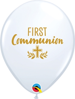 11 Inch First Communion White Latex Balloons 50pk