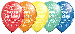 11 Inch Birthday Retro Dots Latex Balloons 100pk