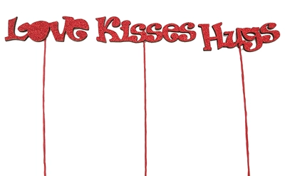 2.75" Love Kisses Hugs Pick Assortment 12pk