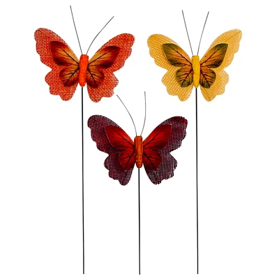 3.5" Fall  Jute Butterfly Picks 12pk