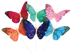 5 Inch Bold Color Butterfly Floral Accessory 12pk
