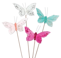 3 Inch Flashy Butterfly Decorative Pick 12pk