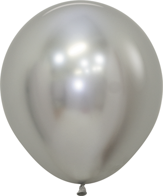 18 Inch Reflex Silver Latex Balloons 15pk