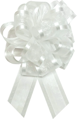 #9 White Satin Edge Instant Bow 12pk