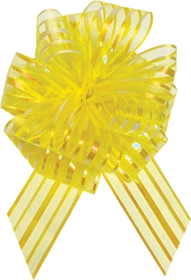 #16 Yellow Iridescent Striped Pull Bow 20pk