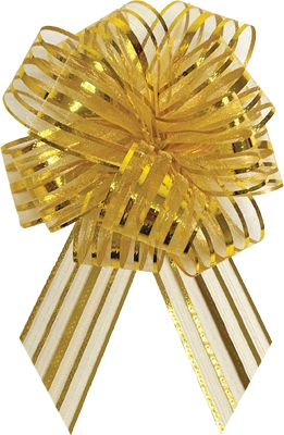 #16 Gold Iridescent Striped Pull Bow 20pk