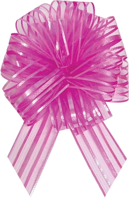 #16 Fuchsia Iridescent Striped Pull Bow 20pk