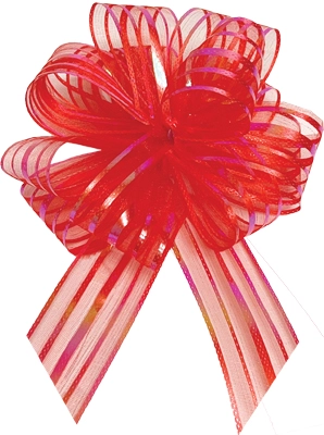 #16 Red Iridescent Striped Pull Bow 20pk