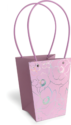 8" Floral Bag Lavender with Silver Flowers 10pk