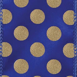 10yd #40 Wired Dot Royal & Gold Ribbon