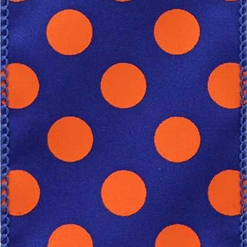 10yd #40 Wired Dot Blue & Orange Ribbon