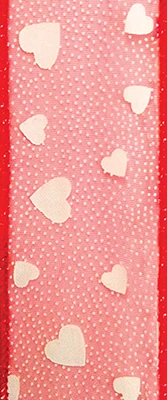 10 yd Wired Edge #40 Ribbon: Heart Outlines