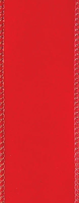 10yd #9 Wired Red Velvet Floral Ribbon