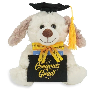 6.5" Grad Card Holder Plush Dog