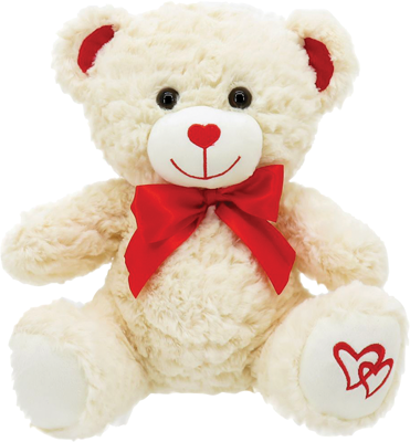 12" Plush Heart Print Bear