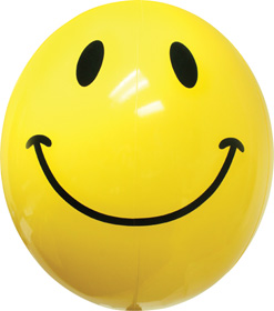 17 Inch Yellow with Black Smile Face Balloon Gizmo