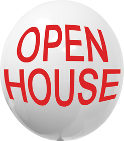 17 Inch White with Red Open House Balloon Gizmo