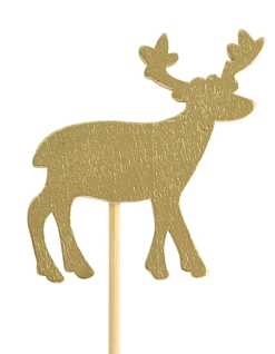 Gold Wooden Reindeer Decorative Pick 24pk