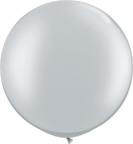 30 Inch Metallic Silver Latex Balloons 2 pk
