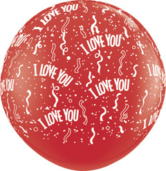 3 Foot I Love You All Over Latex Balloon 2pk