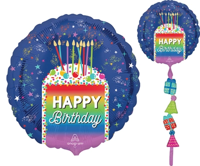 68 Inch x 24 Inch AirWalkers Birthday Rainbow Cake Slice Balloon