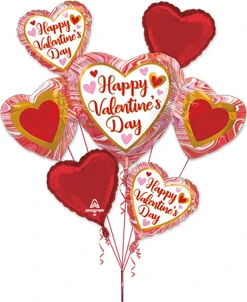 Valentine Marble Heart Trio Balloon Bouquet Kit