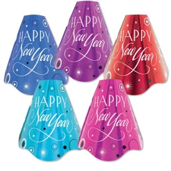 8" New Year Foil Hat Assortment 24pk